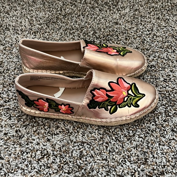 Rose Gold Floral Espadrilles - Picture 2 of 3